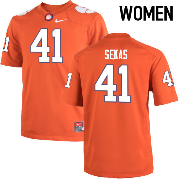 Women Clemson Tigers #41 Connor Sekas College Football Jerseys-Orange